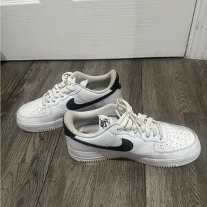 Nike Men's White and Black Air Force 1 Sneakers